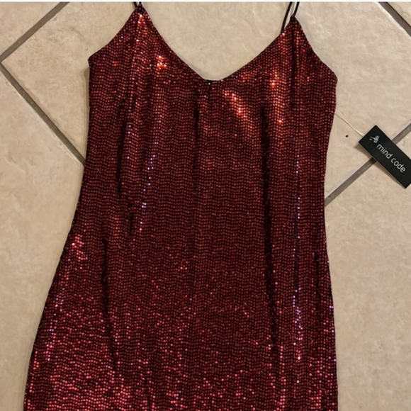 Mind Code-Red Sequins Mini Dress-Small - Picture 6 of 8